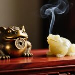 精美招财金蟾摆件实景图，解析含钱与张口金蟾的正确摆放位置。