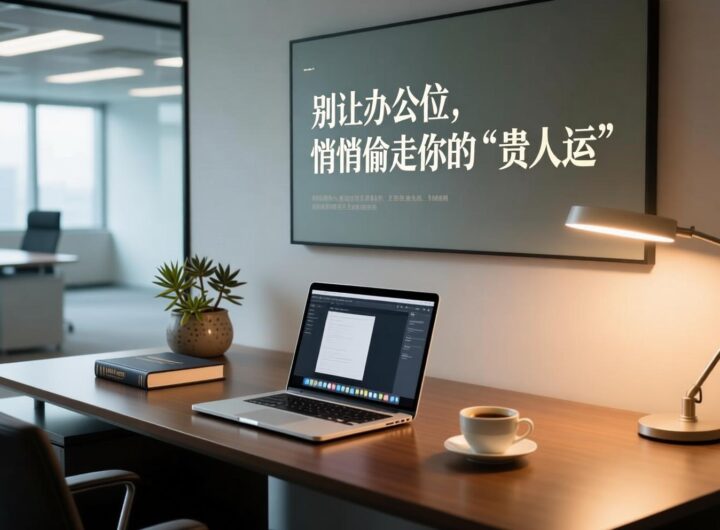 现代职场办公位事业布局与能量场调整示意图