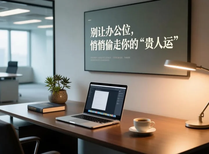 现代职场办公位事业布局与能量场调整示意图