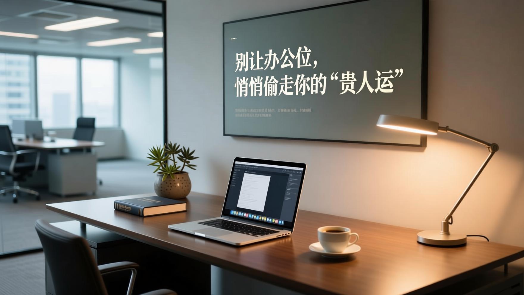 现代职场办公位事业布局与能量场调整示意图
