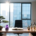 职场文昌位布置实拍图：融合木质元素与绿植的能量工位