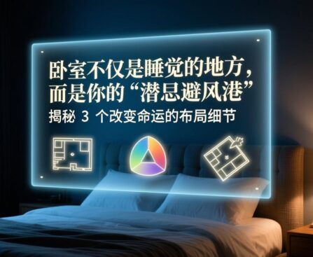 卧室布局心理对比图：左侧展现了电磁场与床位不稳导致的潜意识焦虑，右侧展现了靠山位与清爽环境构筑的能量防护罩。