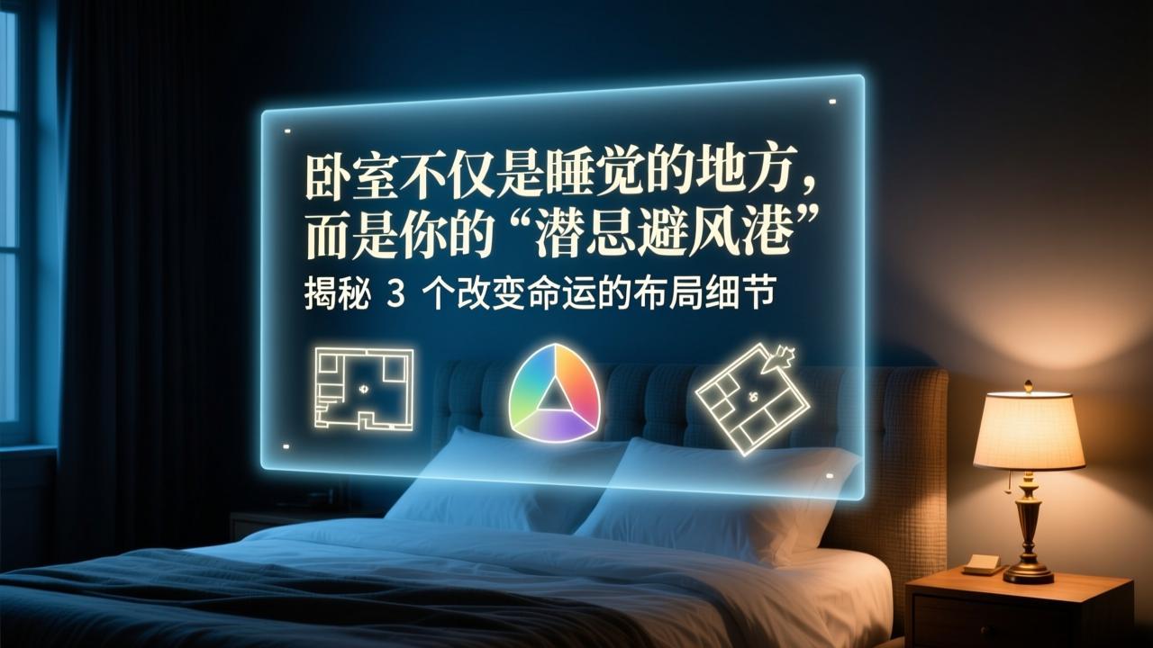 卧室布局心理对比图：左侧展现了电磁场与床位不稳导致的潜意识焦虑，右侧展现了靠山位与清爽环境构筑的能量防护罩。