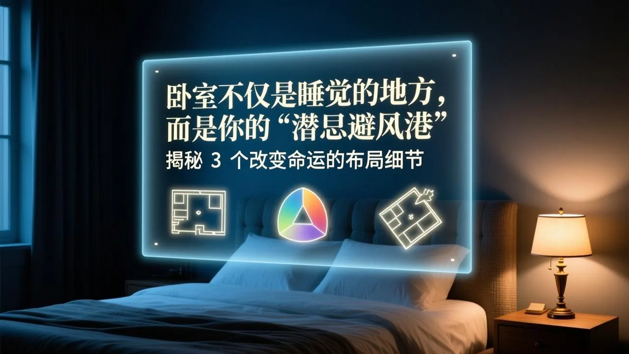 卧室布局心理对比图：左侧展现了电磁场与床位不稳导致的潜意识焦虑，右侧展现了靠山位与清爽环境构筑的能量防护罩。